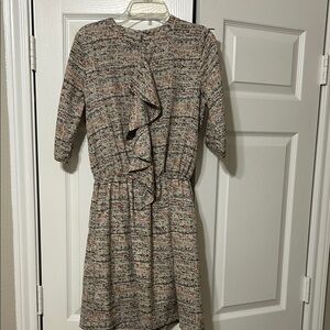 Peppermint Cream Multi-Color Ruffle Front Long Sleeve Dress